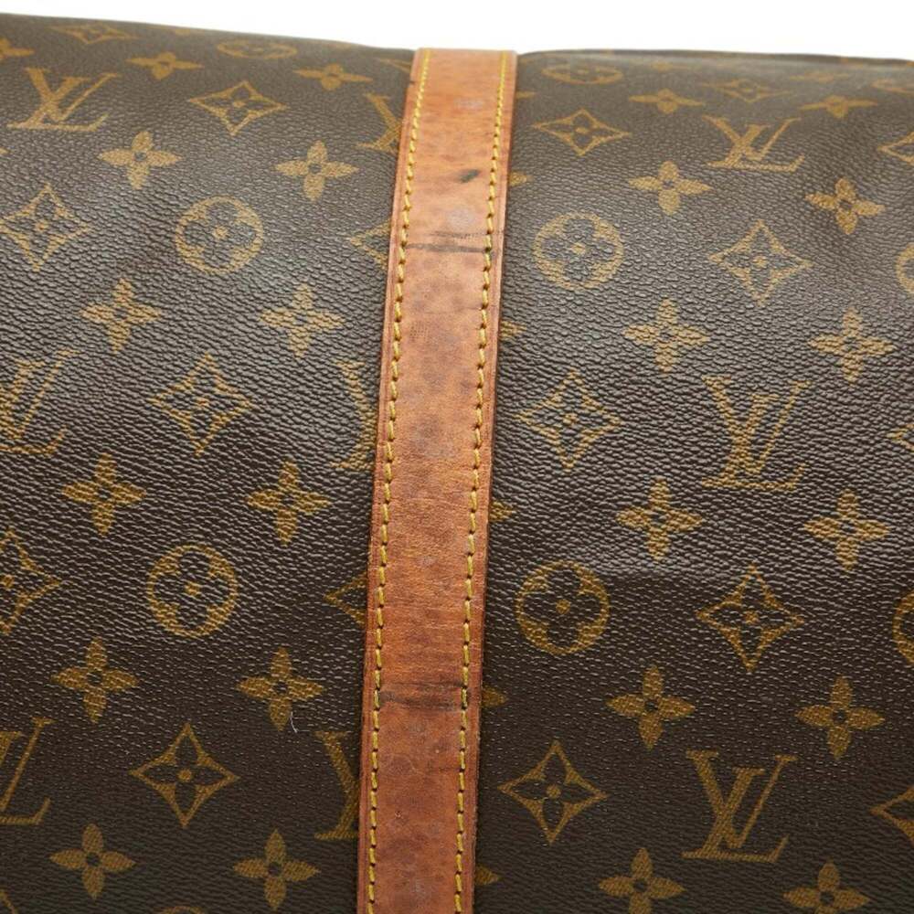 LOUIS VUITTON Authentic Brown Monogram Leather Keepall 55 Boston Bag - Picture 15 of 16